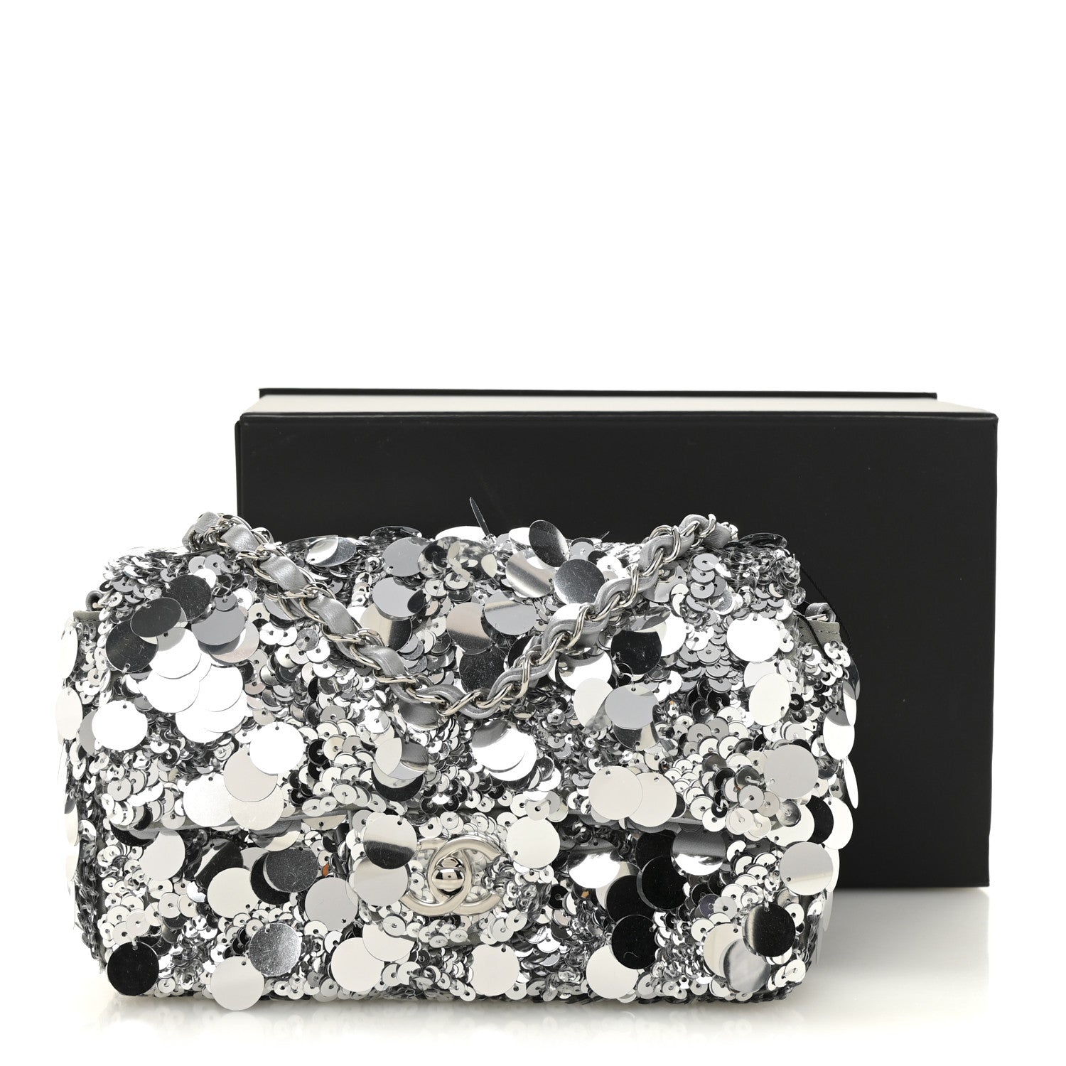 Chanel Sequin Mini Rectangular Flap Silver 11 of 11