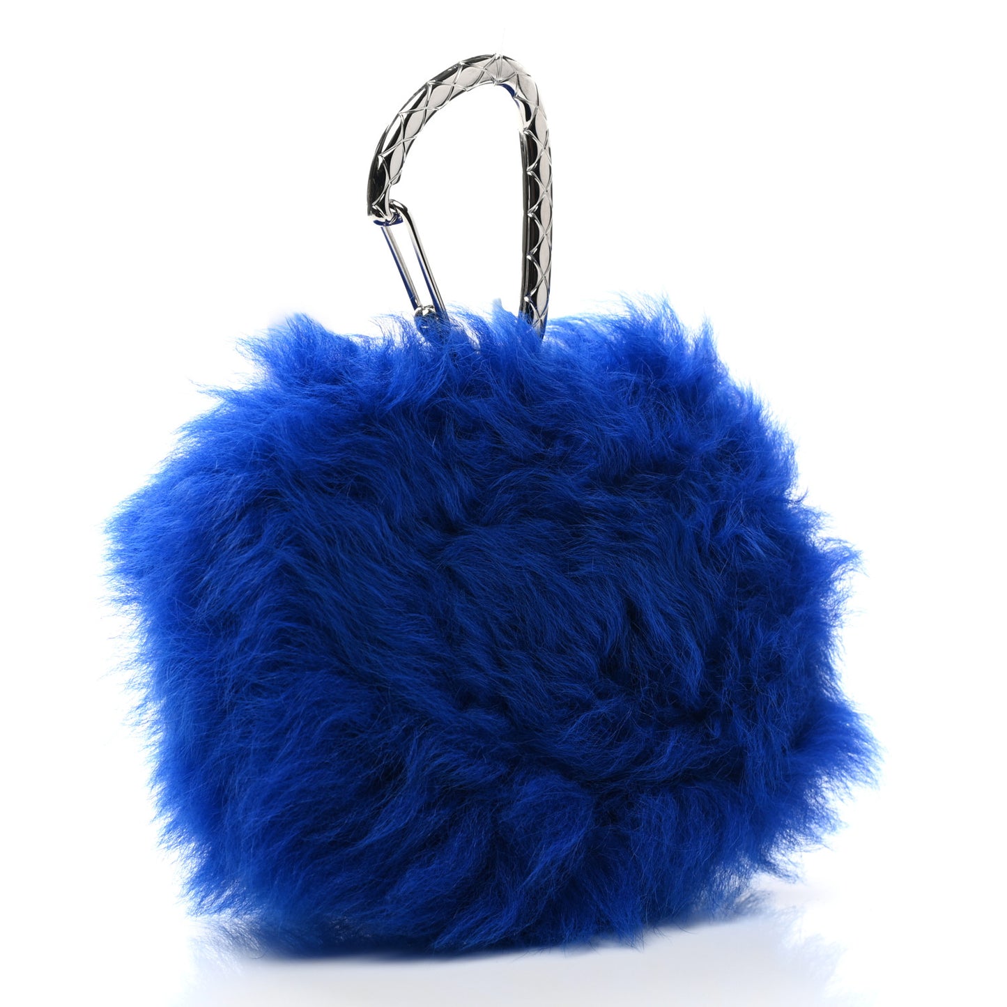 Shearling Lambskin CC Hook Card Holder Blue