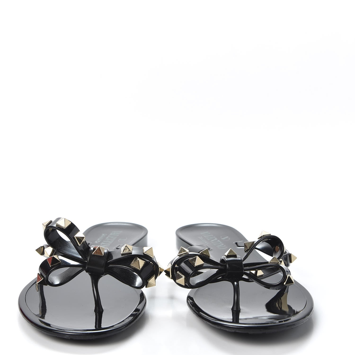 Valentino Garavani PVC Jelly Rockstud Bow Thong Sandals 37 Black 3 of 9