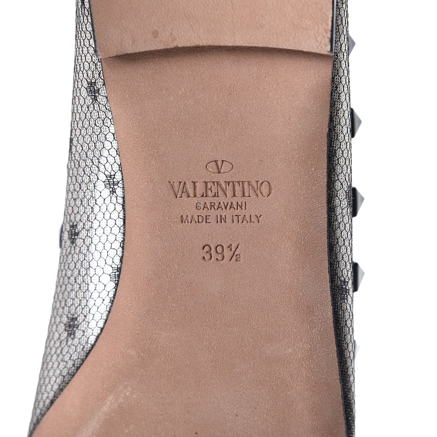 Mesh Point d'Esprit Rockstud Ballerina Flats 39.5 Black