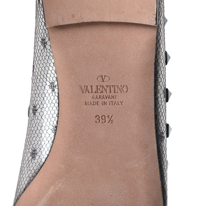 Valentino Garavani Mesh Point d'Esprit Rockstud Ballerina Flats 39.5 Black 8 of 9