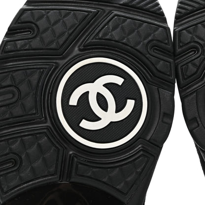 Chanel Nylon Calfskin Suede CC Sneakers 37 Black 8 of 9