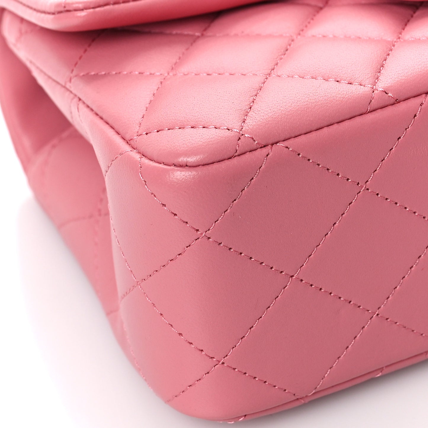 Lambskin Quilted Mini Top Handle Rectangular Flap Pink