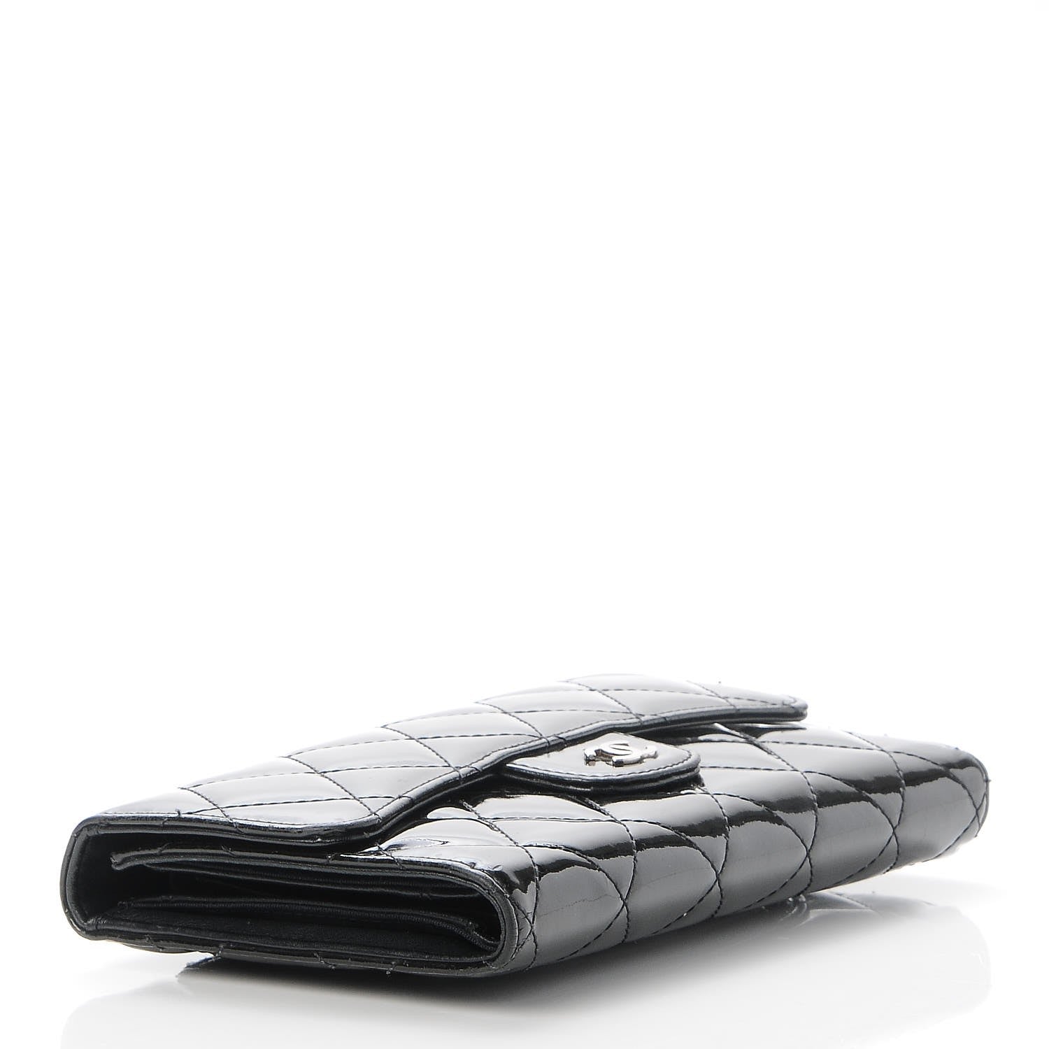 Chanel Patent Calfskin Quilted Large Flap Wallet Black 4 of 9