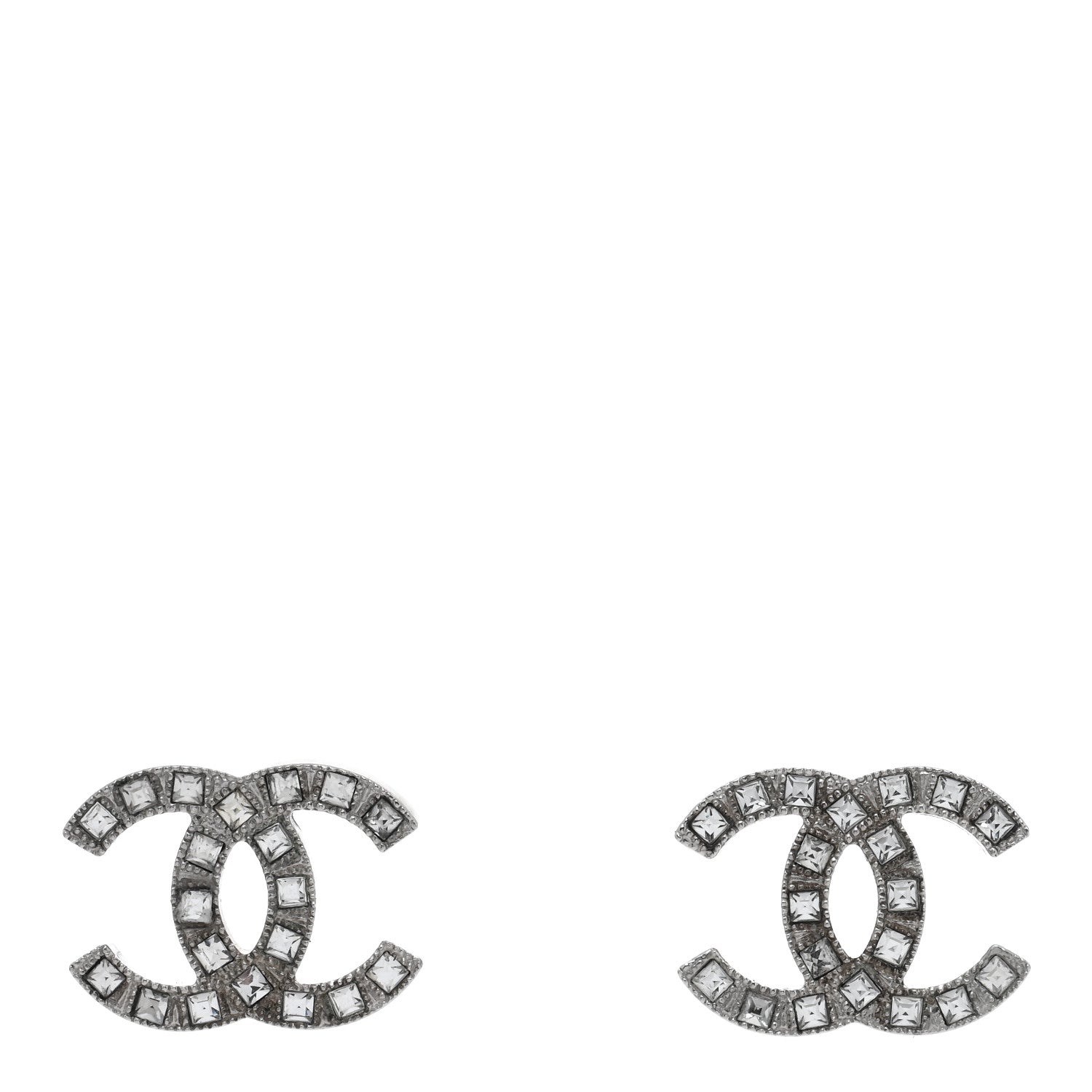 Chanel Baguette Crystal CC Earrings Silver 1 of 4