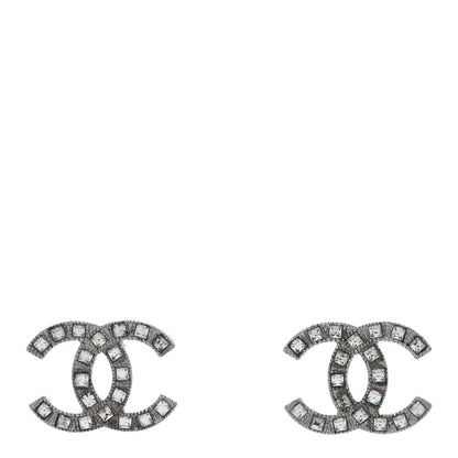 Chanel Baguette Crystal CC Earrings Silver 1 of 4