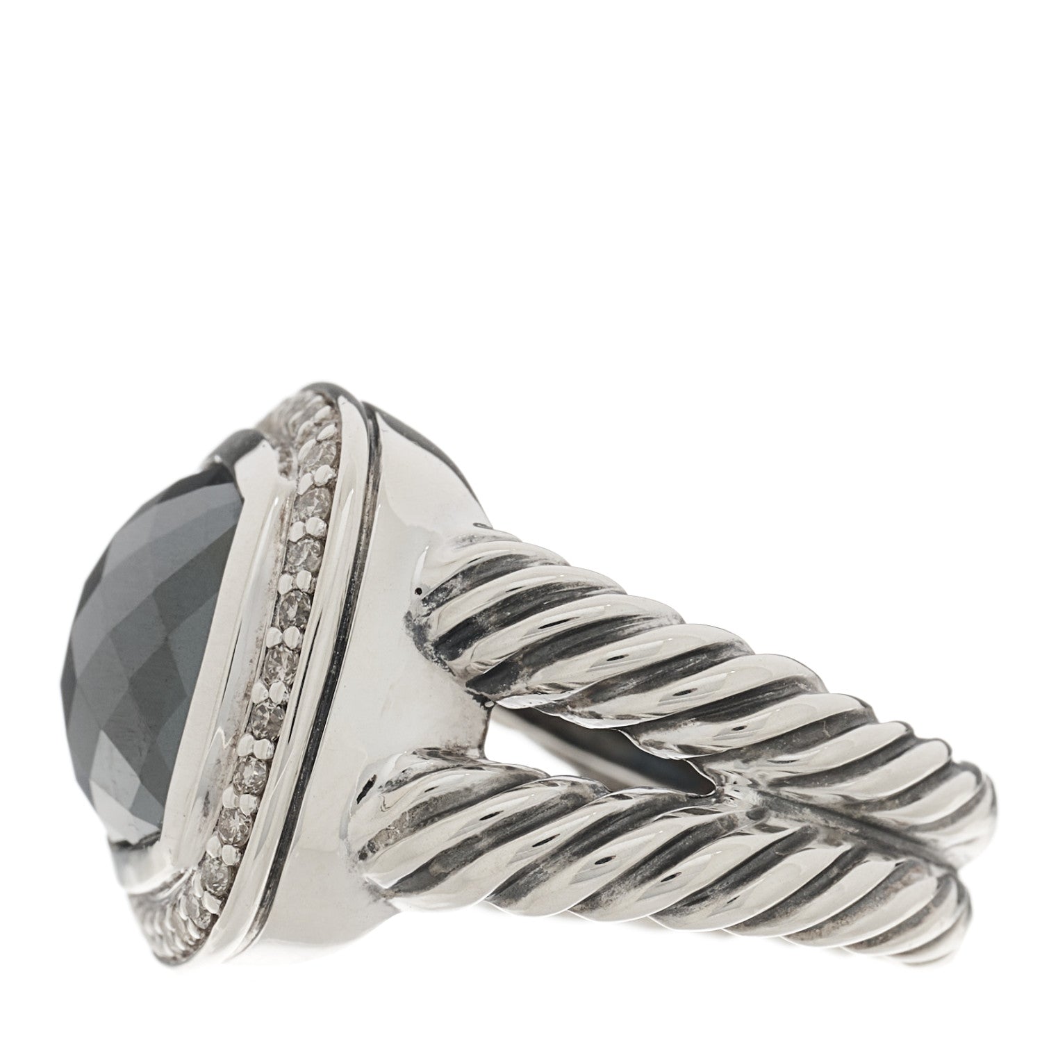 David Yurman Sterling Silver Diamond Hematite 11mm Albion Ring 48 4.5 3 of 5