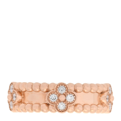 Van Cleef & Arpels 18K Rose Gold Diamond Sweet Perlee Clovers Ring 51 5.75 3 of 5