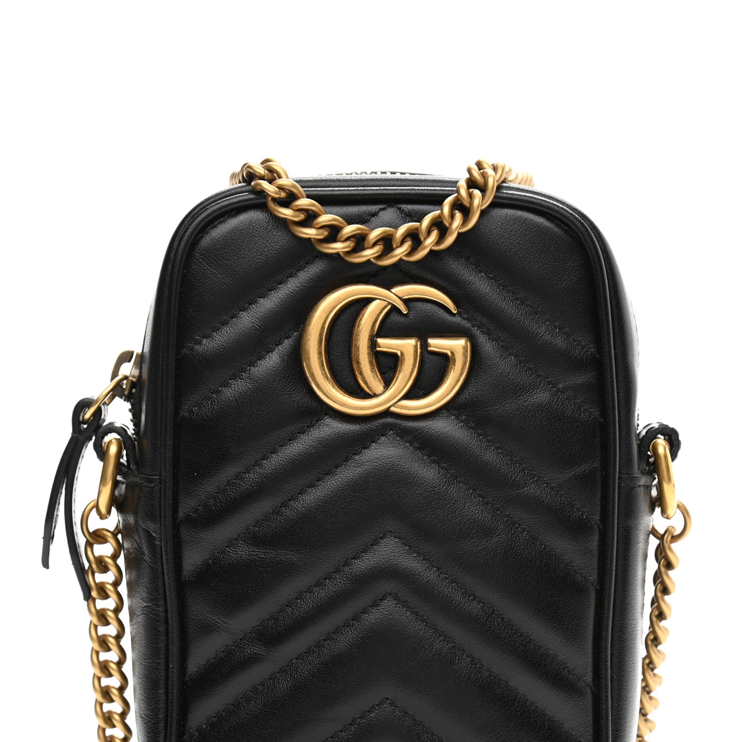 Calfskin Matelasse Mini GG Marmont Crossbody Bag Black