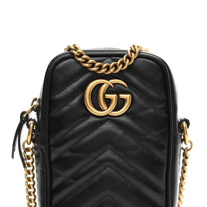 Gucci Calfskin Matelasse Mini GG Marmont Crossbody Bag Black 8 of 10