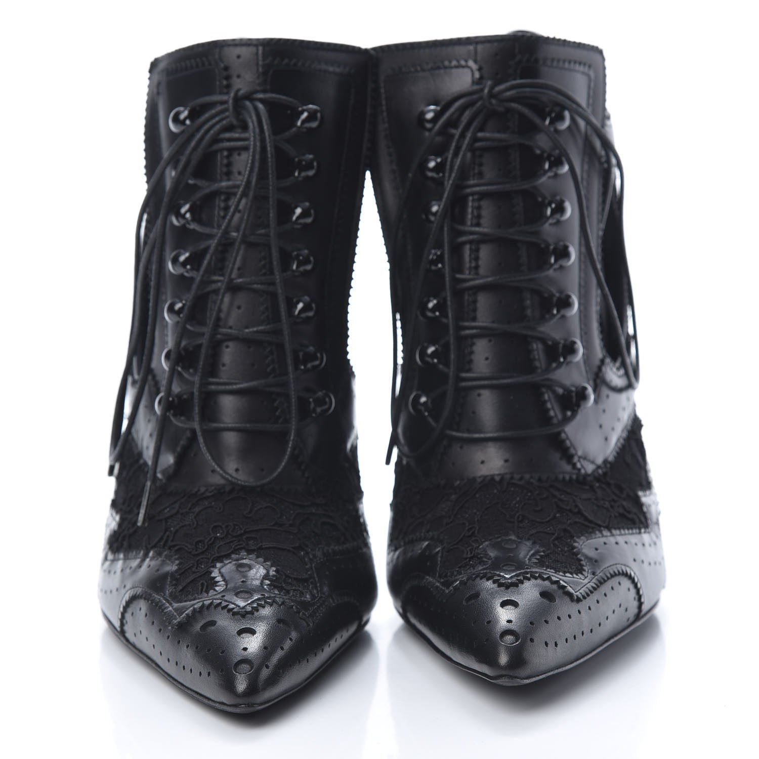Givenchy Calfskin Embroidered Lace Ankle Bootie 37.5 Black 2 of 9