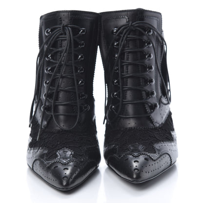 Givenchy Calfskin Embroidered Lace Ankle Bootie 37.5 Black 2 of 9