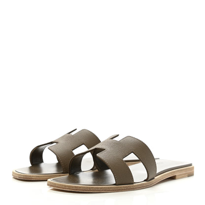 Hermes Epsom Oran Sandals 37 Etoupe 3 of 9