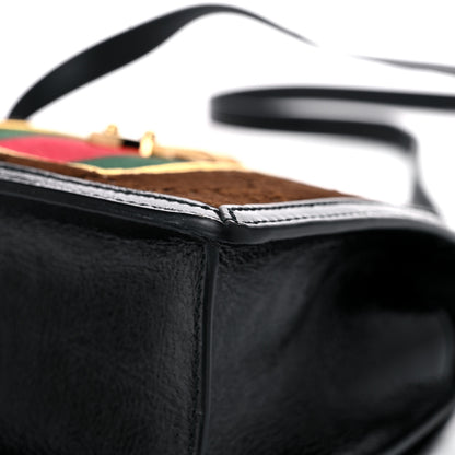 Gucci Velvet GG Monogram Web Mini Sylvie Top Handle Bag Brown Black Oro Vecchio 12 of 15
