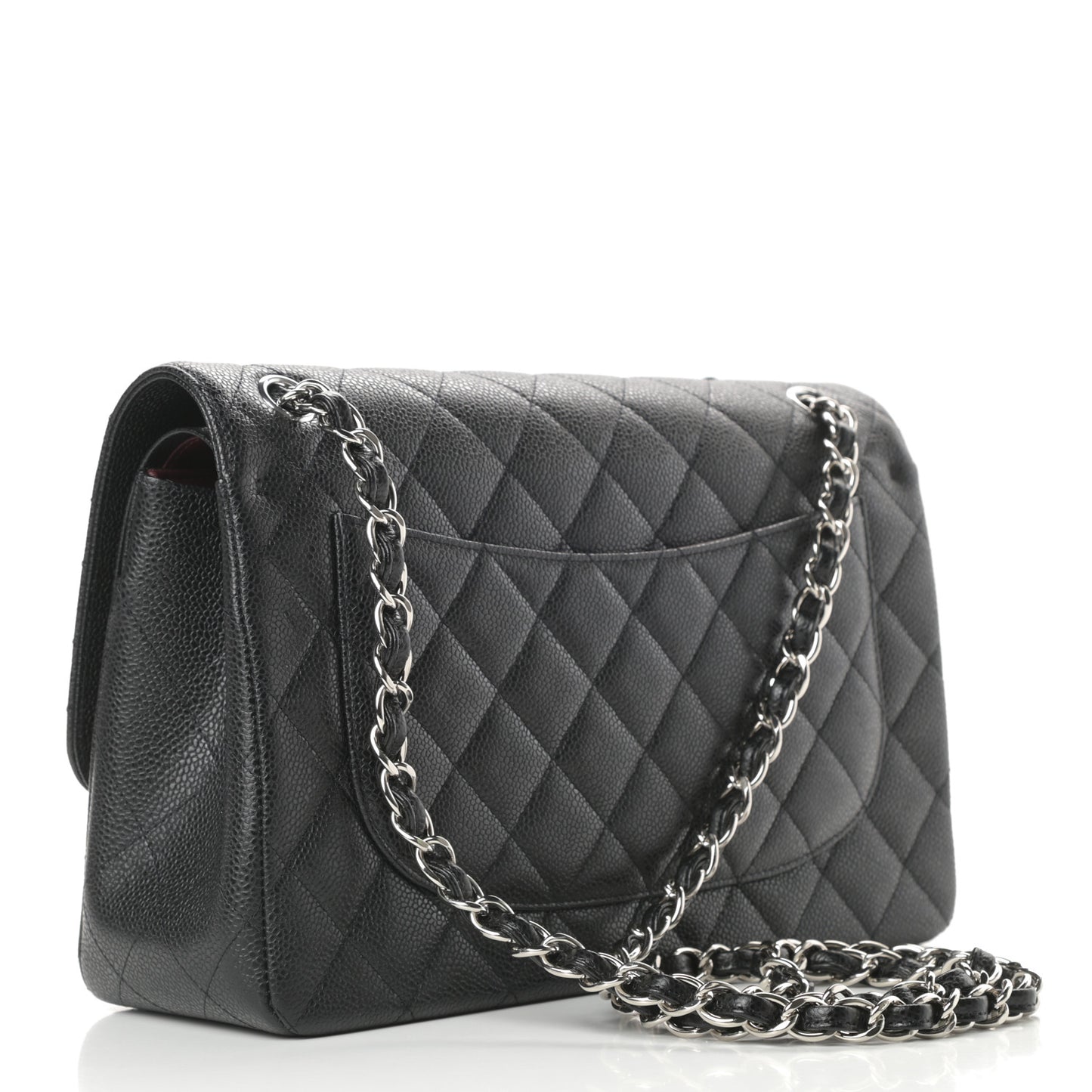 Caviar Quilted Jumbo Double Flap Black