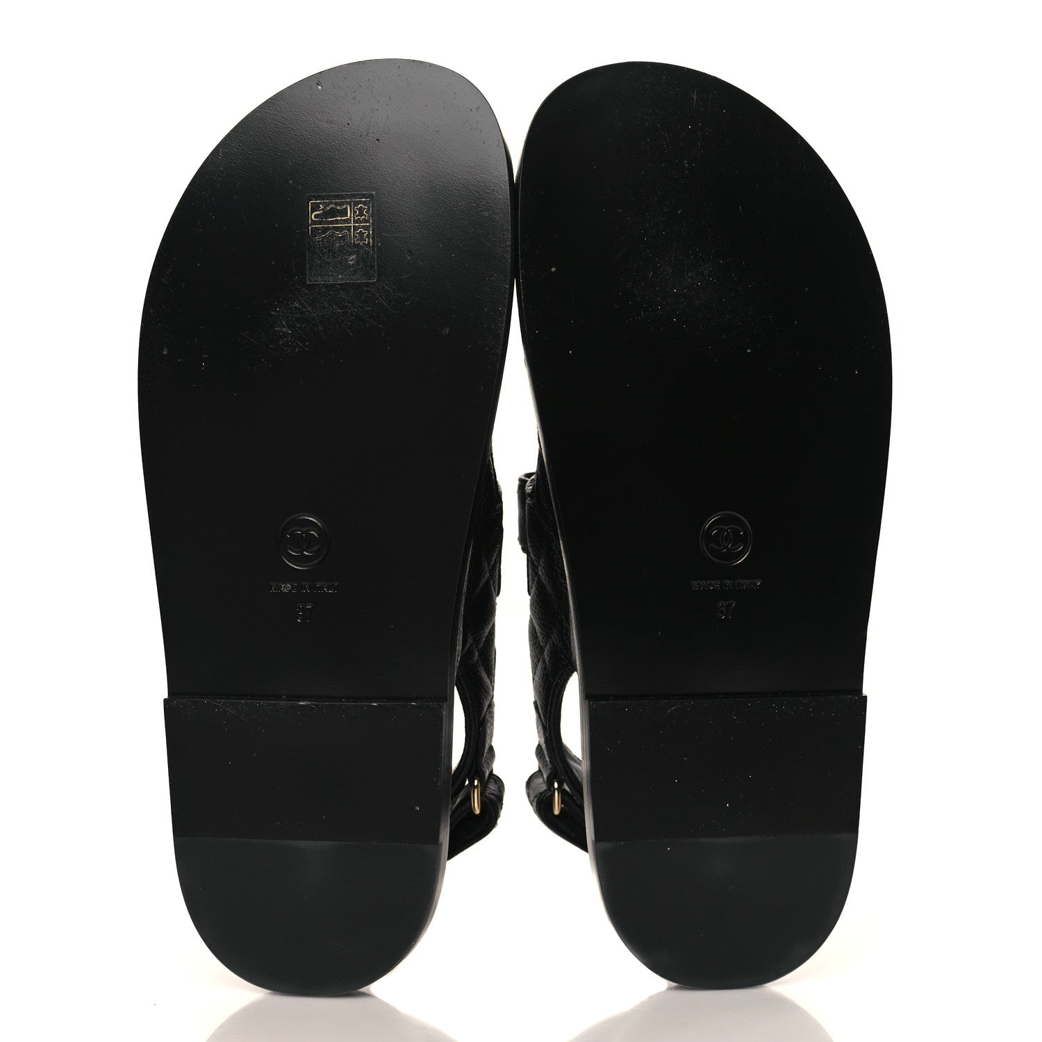 Chanel Grained Calfskin Velcro Dad Sandals 37 Black 5 of 9