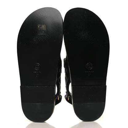 Chanel Grained Calfskin Velcro Dad Sandals 37 Black 5 of 9