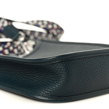 Hermes Taurillon Clemence Zigzag Evelyne TPM Vert Cypress Black Deep Bleu 10 of 11