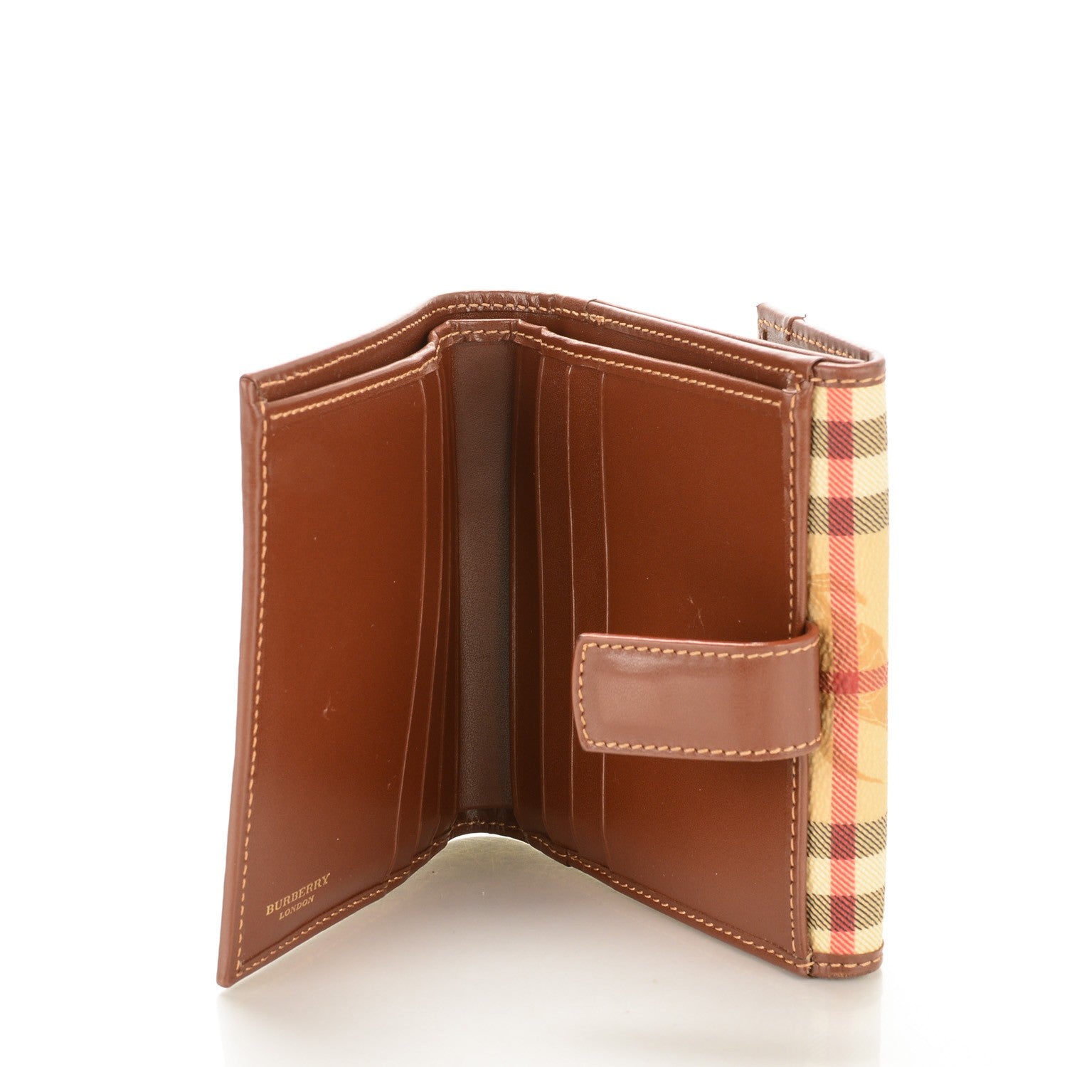 Burberry Haymarket Check Compact Wallet Tan 5 of 7