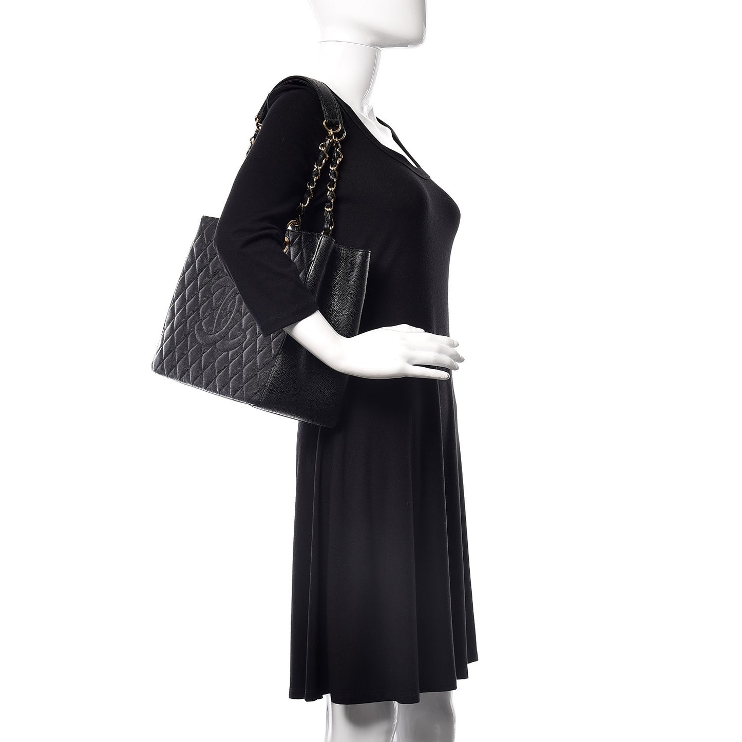 Caviar Quilted Grand Shopping Tote GST Black