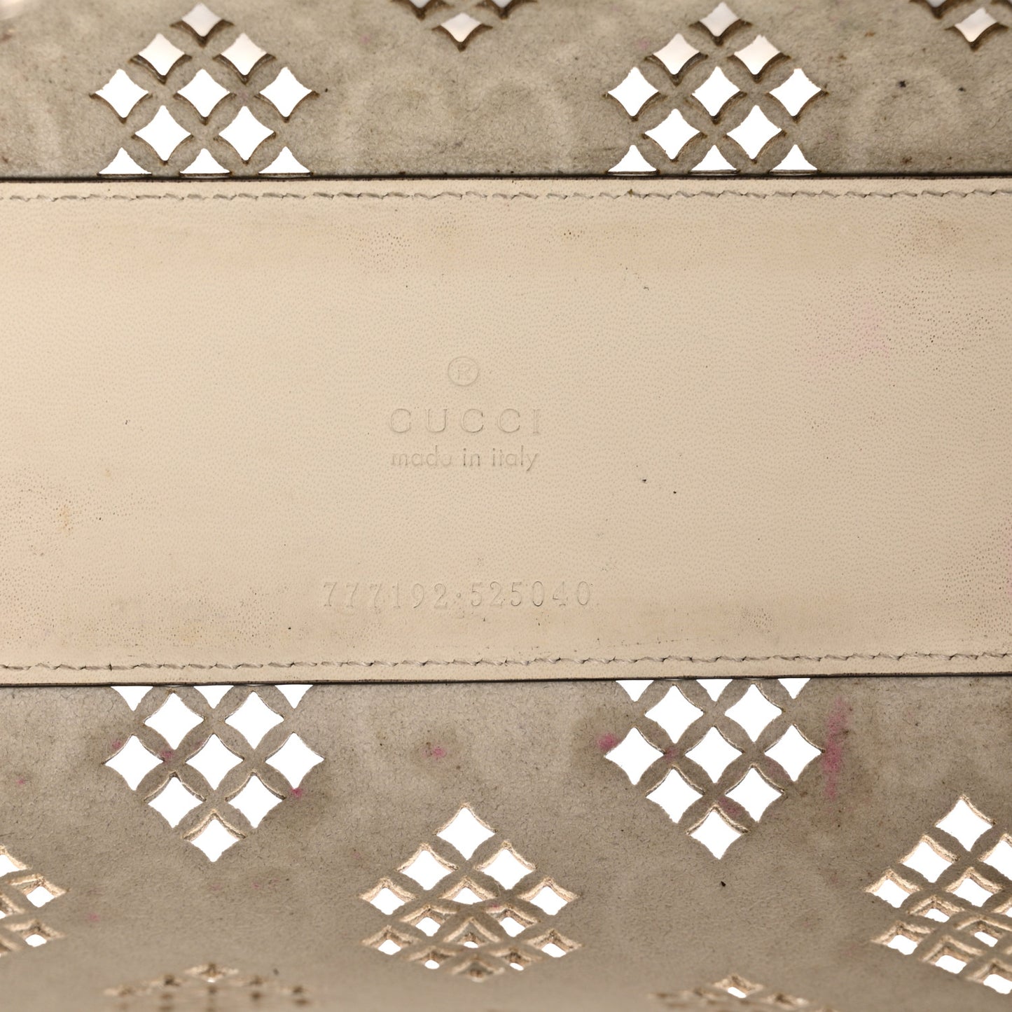 Calfskin GG Monogram Diamond Cut Small Ophidia Tote Bag Off White