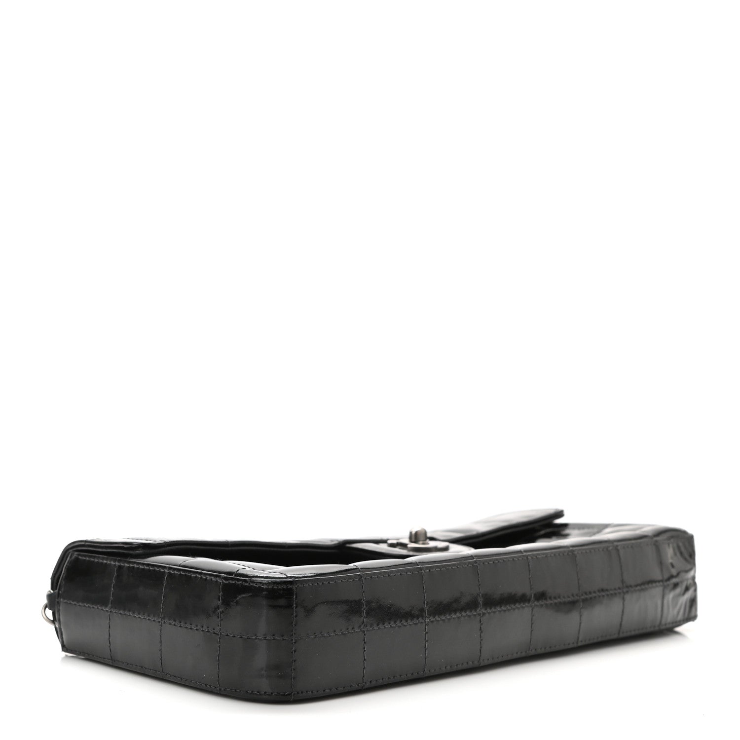 Chanel Patent Quilted East West Chocolate Bar Flap Black 4 of 12