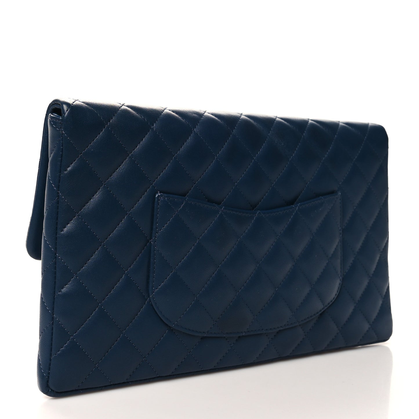 Caviar Quilted Flap Clutch Navy