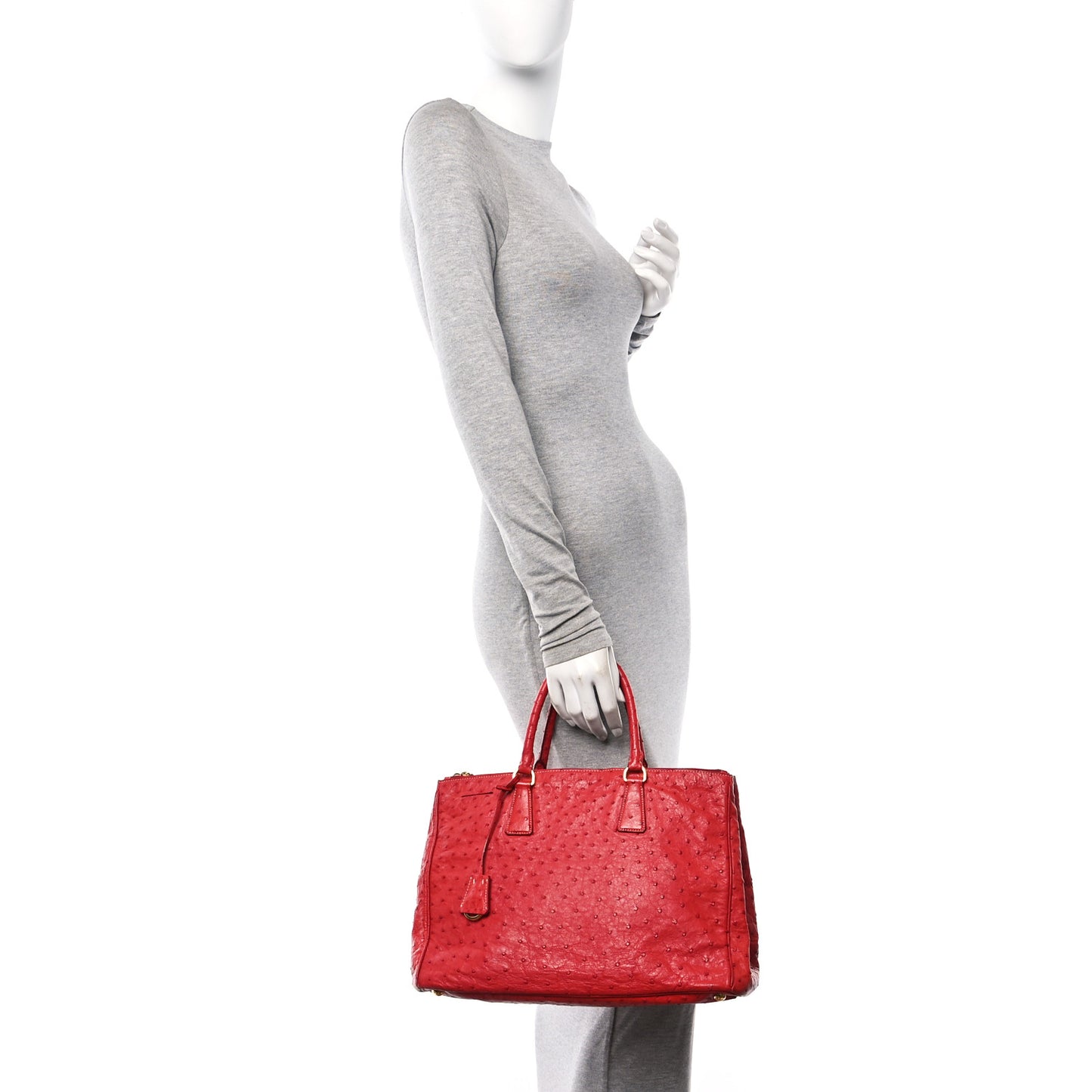 Ostrich Large Galleria Double Zip Tote Fuoco