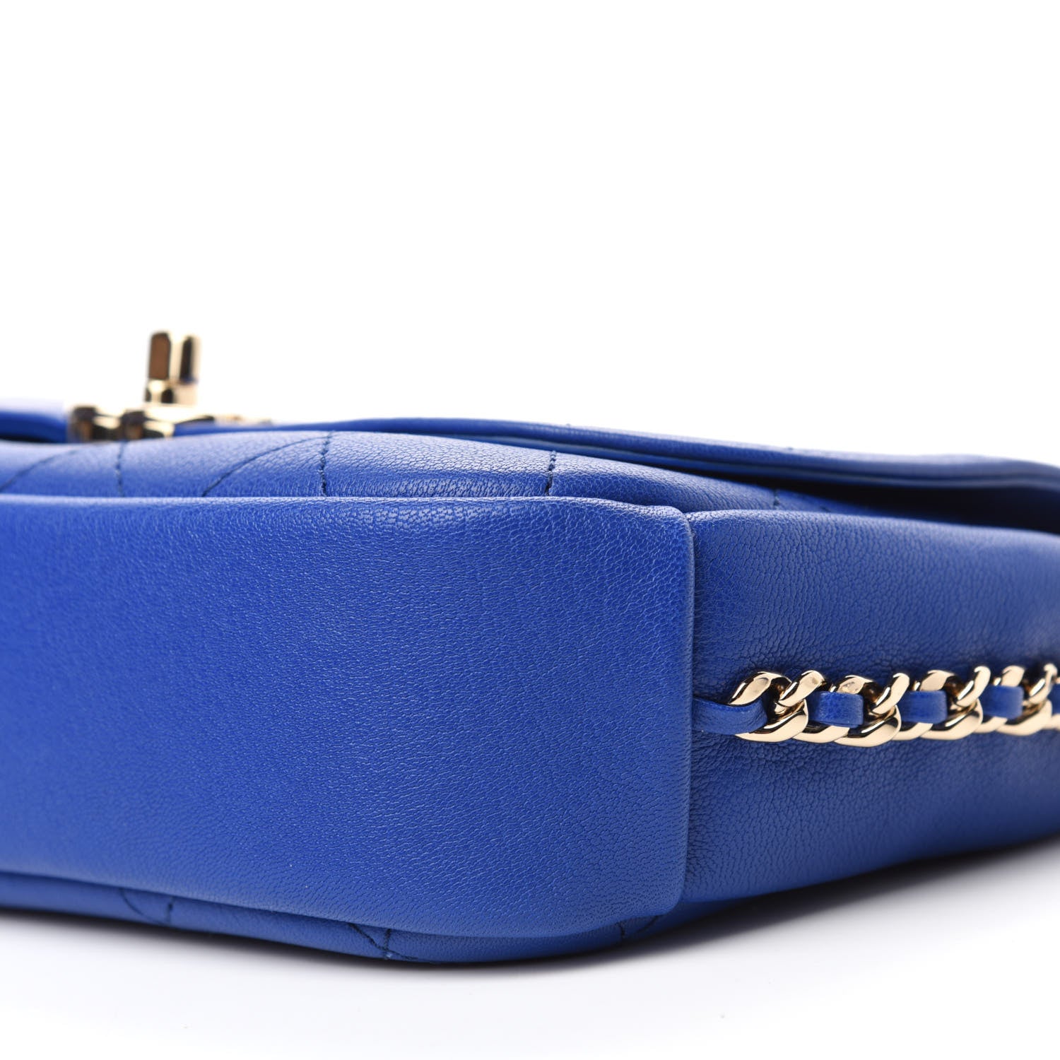 Chanel Goatskin Stitched Casual Trip Single Flap Royal Blue 7 of 11