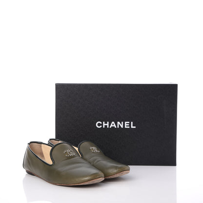 Chanel Lambskin CC Mocassin Loafers 40 Khaki 12 of 12