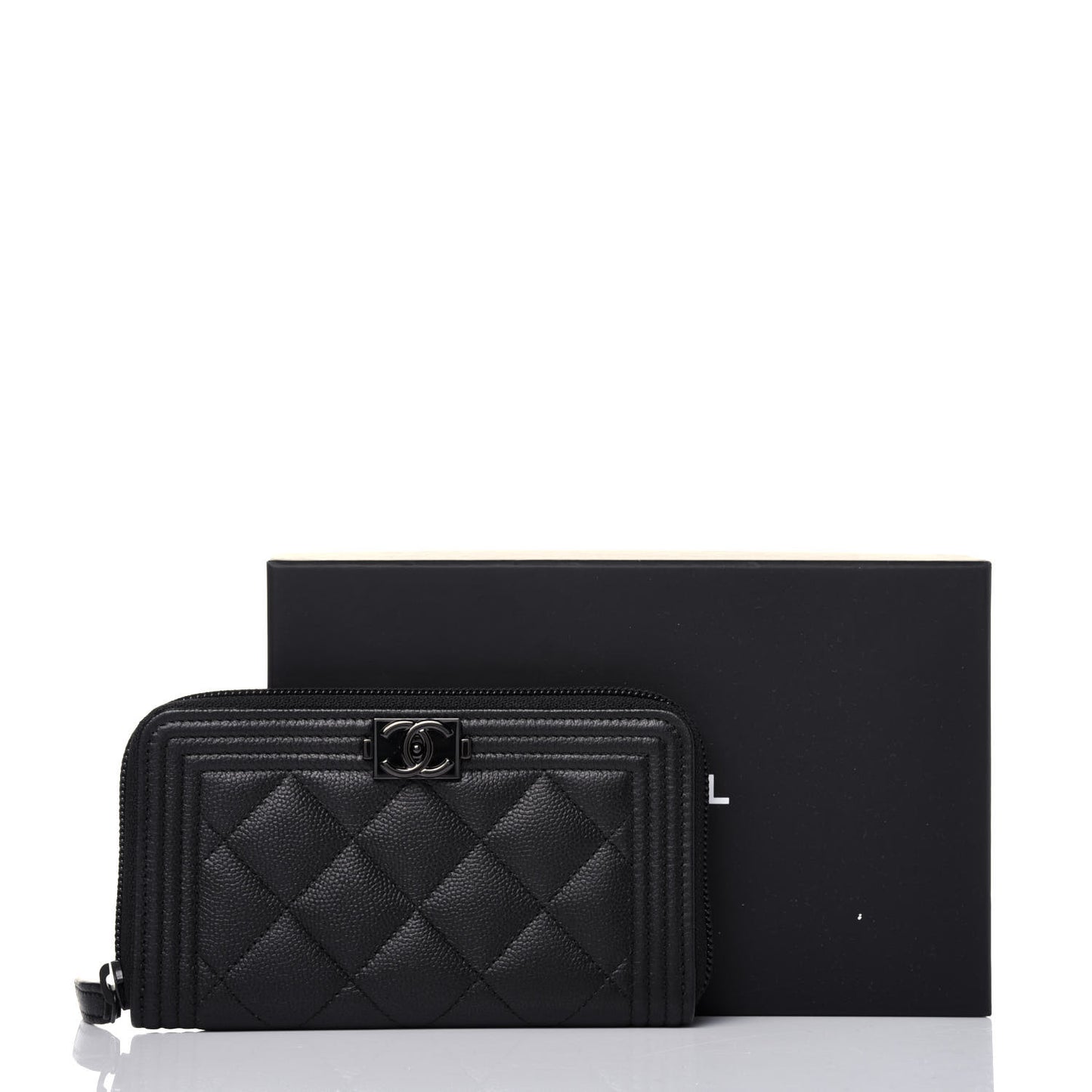 Caviar Quilted Small Boy Zip Around Wallet So Black