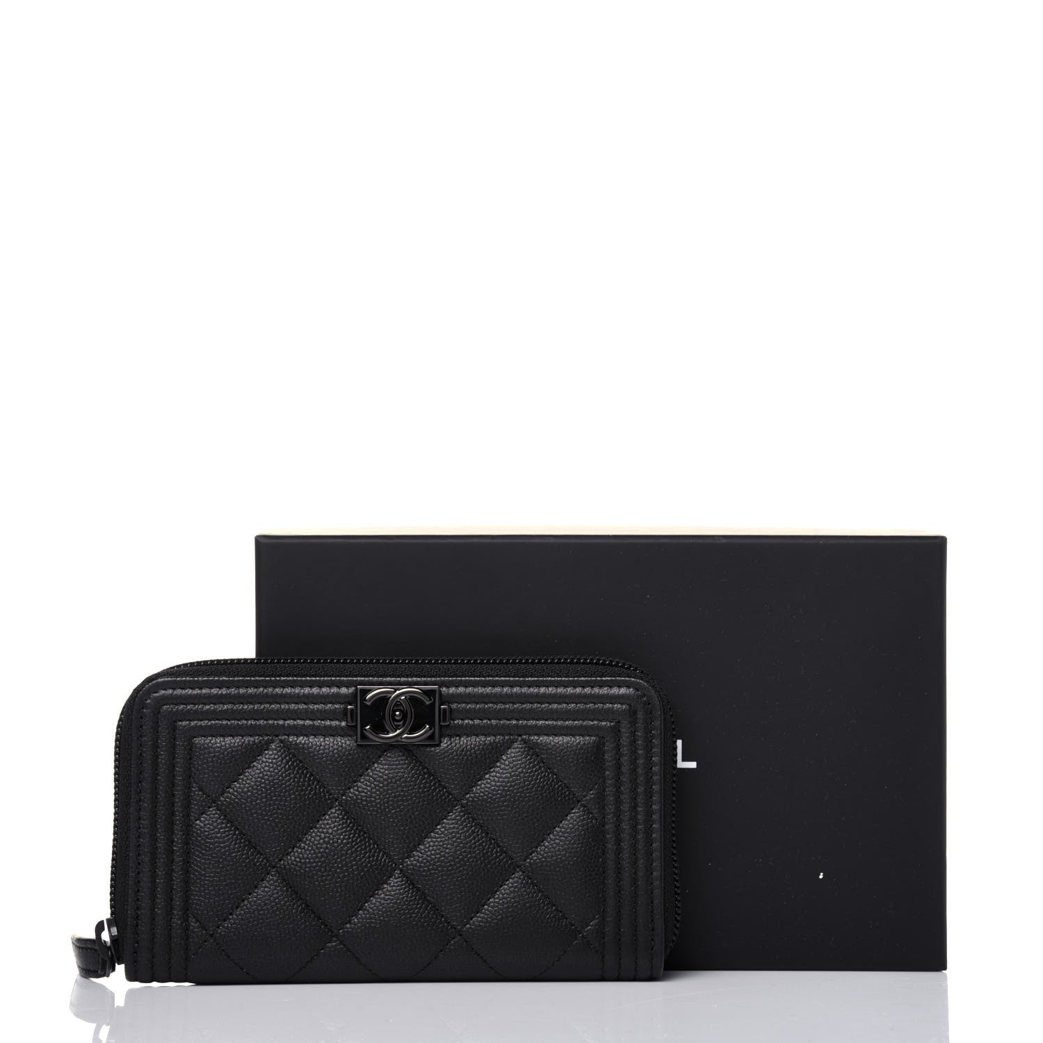 Chanel Caviar Quilted Small Boy Zip Around Wallet So Black 12 of 12