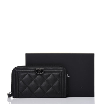 Chanel Caviar Quilted Small Boy Zip Around Wallet So Black 12 of 12