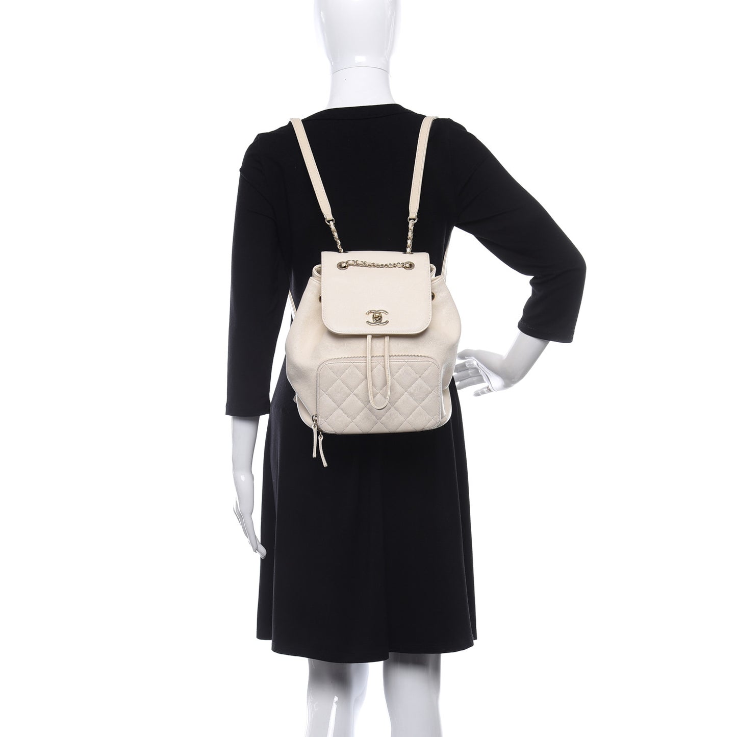 Caviar Quilted Business Affinity Backpack White