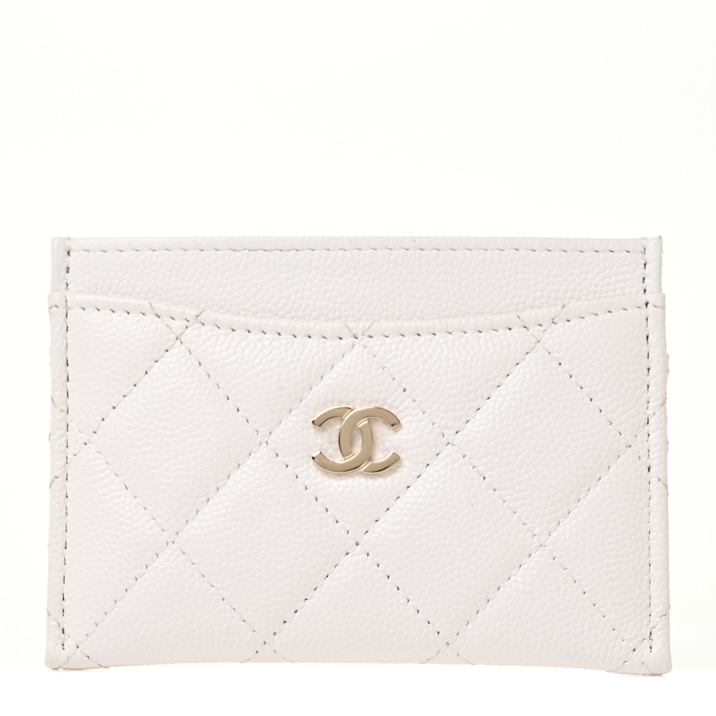 Caviar Quilted Card Holder White