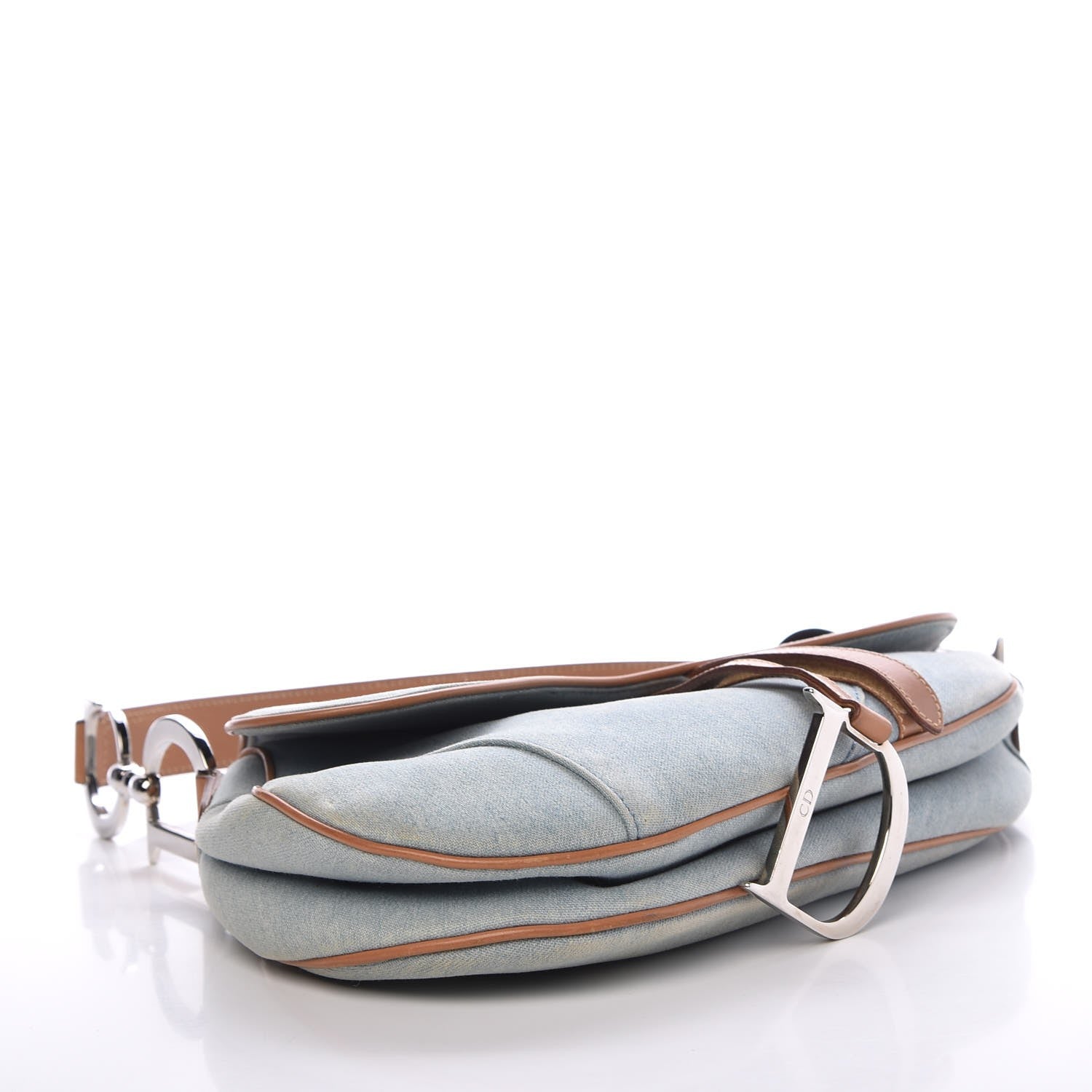 Christian Dior Denim Calfskin Saddle Bag Blue 4 of 12