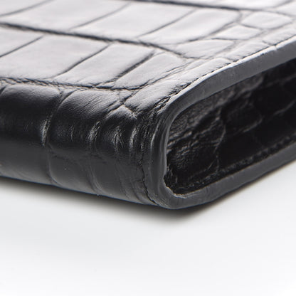 Alexander McQueen Calfskin Crocodile Embossed Knuckle Flat Clutch Black Gold 10 of 10