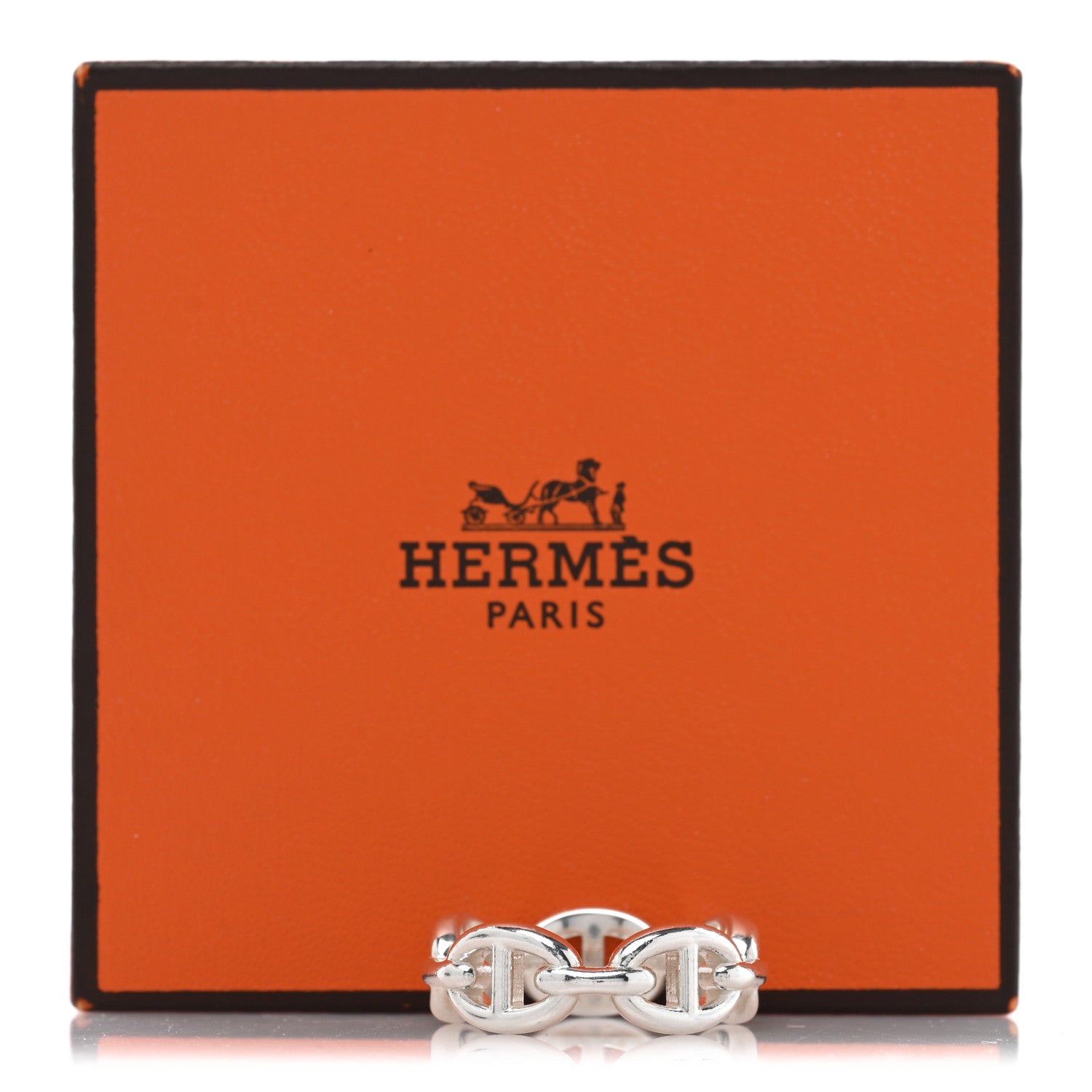 Hermes Sterling Silver PM Chaine d'Ancre Enchainee Band Ring 56 7.75 5 of 5