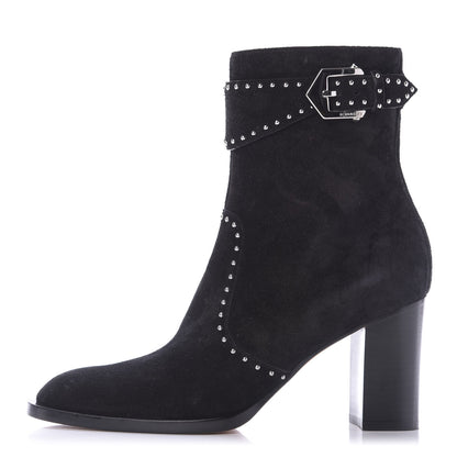 Givenchy Suede Calfskin Elegant Studded Ankle Boots 37 Black 1 of 10