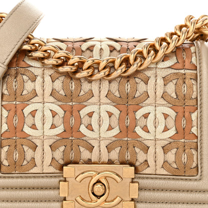 Chanel Metallic Lambskin Small Golden CC Boy Flap Dark Gold 8 of 10