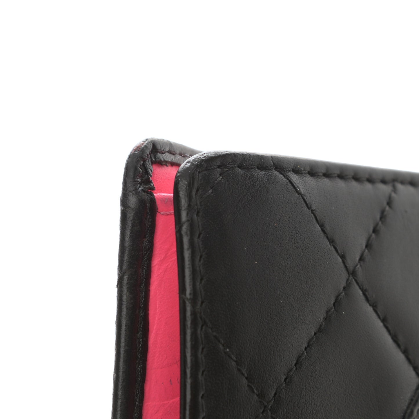 Calfskin Quilted Cambon Yen Wallet Black