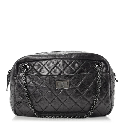 Chanel Metallic Aged Calfskin Quilted Medium Reissue Camera Case Black 1 of 12