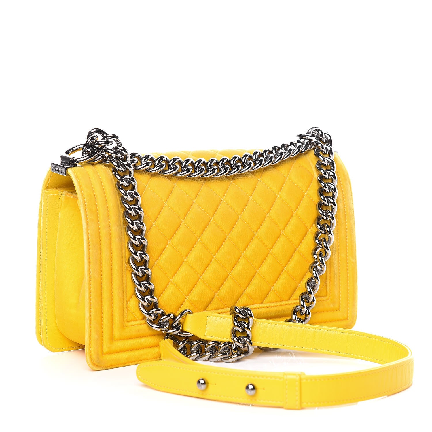 Chanel Velvet Quilted Medium Boy Flap Yellow 4 of 19