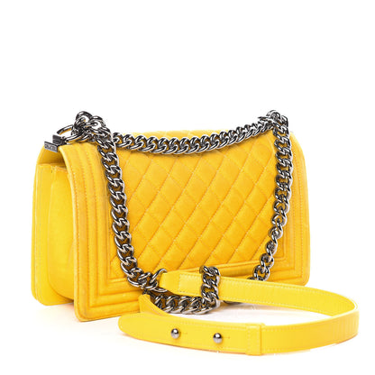 Chanel Velvet Quilted Medium Boy Flap Yellow 4 of 19