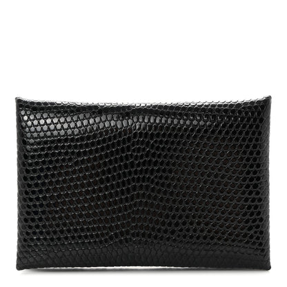 Hermes Lizard Calvi Card Case Black 1 of 6