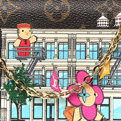 Louis Vuitton Monogram 2022 Christmas Animation New York Soho Pochette Felicie Chain Wallet Yellow 8 of 10