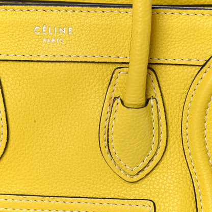 Celine Drummed Calfskin Nano Luggage Citron 17 of 18