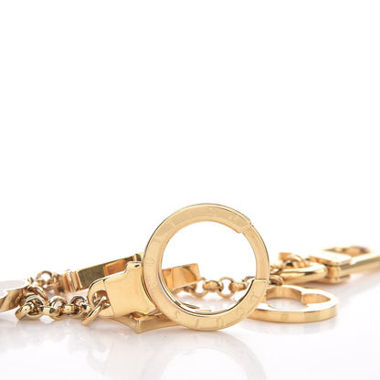 Louis Vuitton Brass Enamel Fleur De Monogram Bag Charm Chain Gold 3 of 4