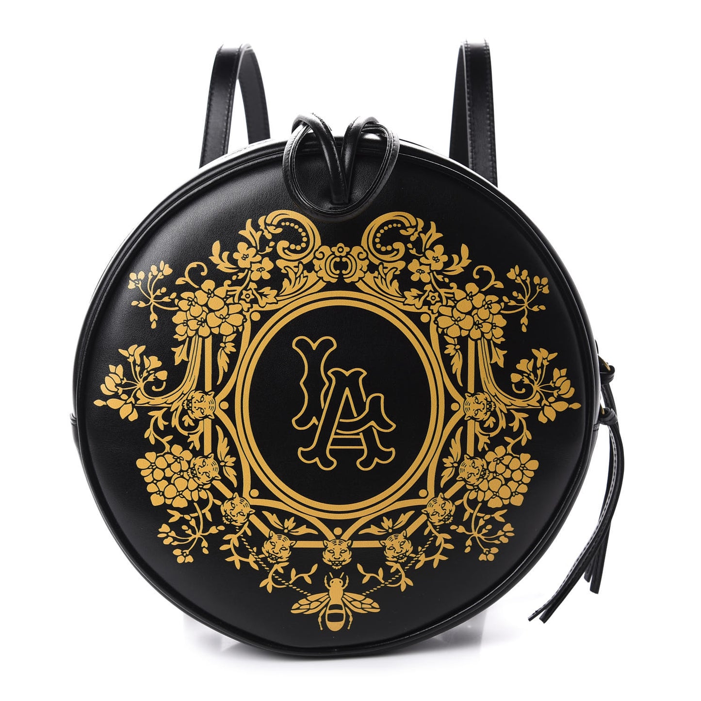 Calfskin LA Round Backpack Black Gold