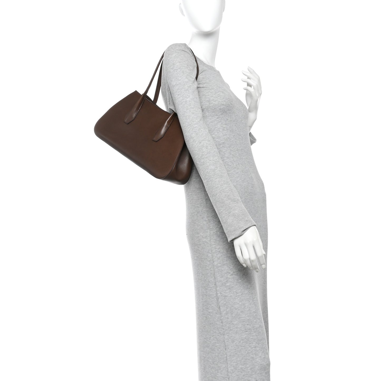 Polished Saddle Calfskin Alger Shoulder Bag Deep Brown